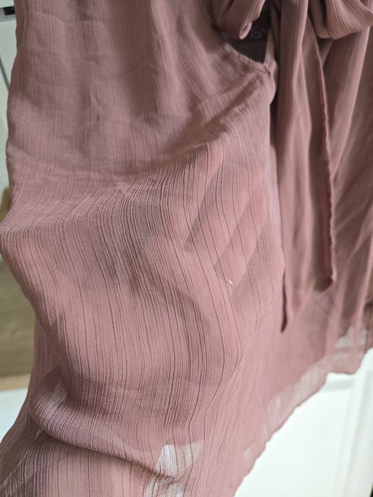 Koszula mgiełka r. 44 brązowa wiązana z kokardą