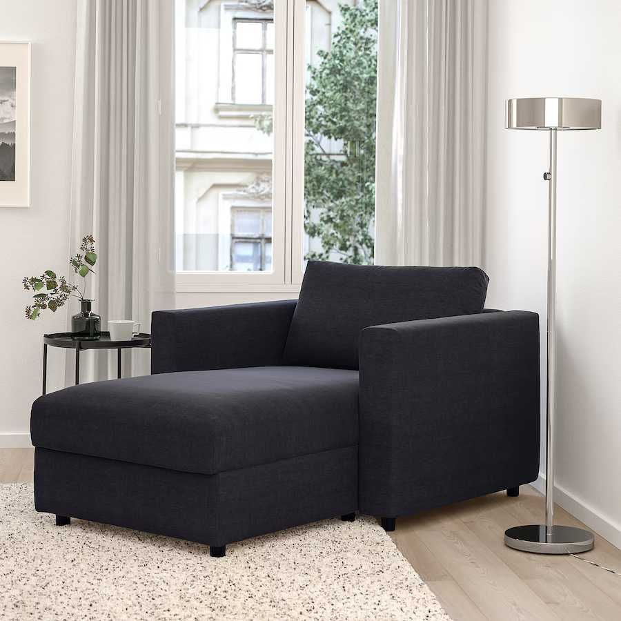 Chaise longue, c/braços largos/Saxemara azul-preto VIMLE