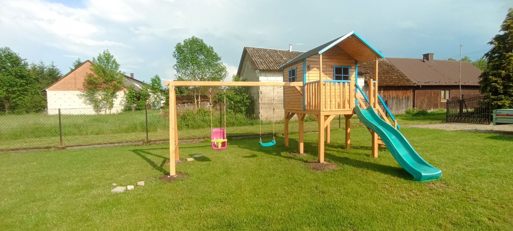 Domek dla dzieci drewniany, place zabaw, piaskownice, huśtawki
