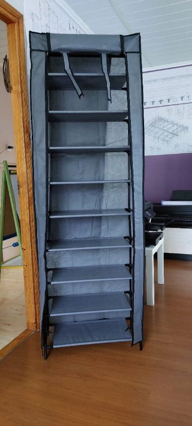 Organizer na Buty Tekstylna Szafka Regał do Przedpokoju szara