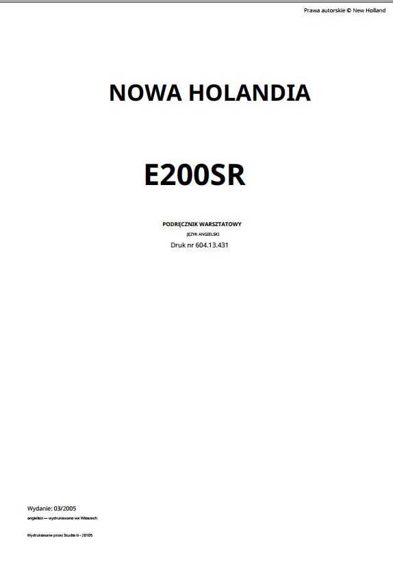 Podręcznik warsztatowy New Holland E 200 SR PL