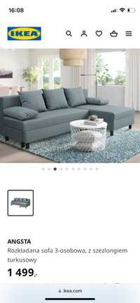 Rozkładana szara sofa