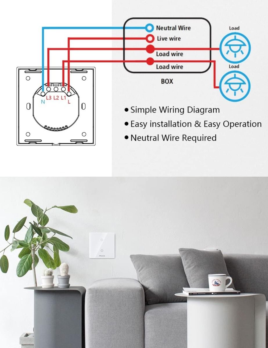 Maxcio Ws02 Inteligentny Włącznik Światła Wifi Alexa Google