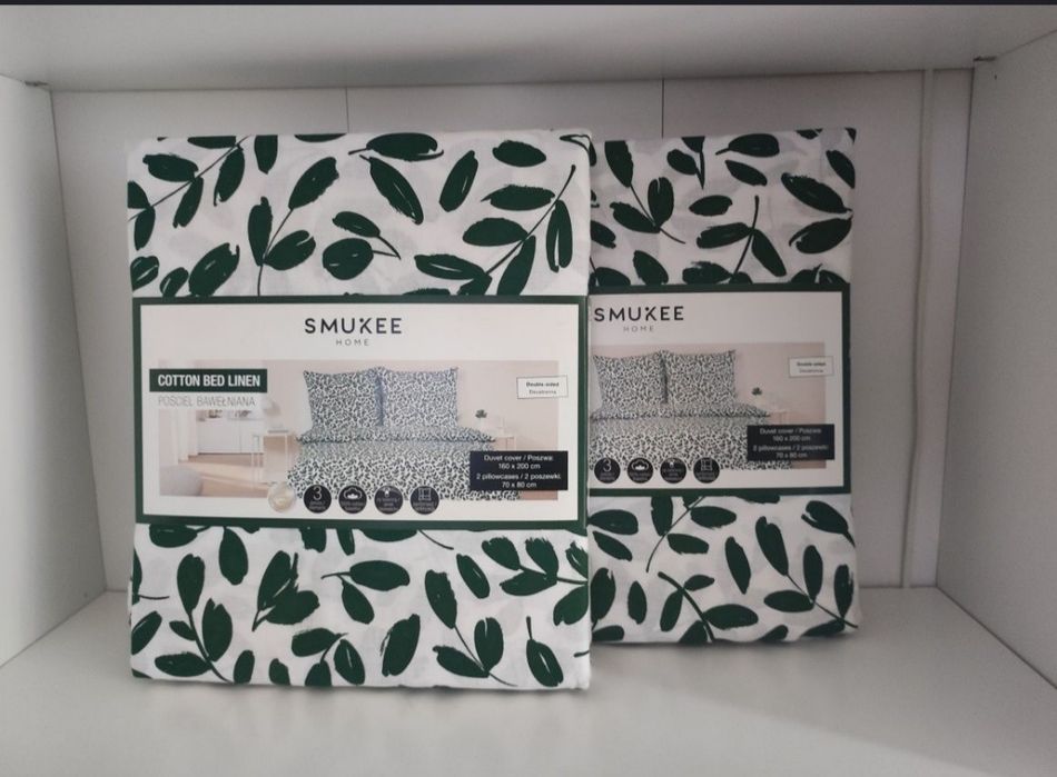 Komplet nowej pościeli bawełnianej Smukee 160x200cm