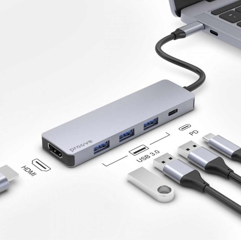 Type-C-Хаб Proove Iron Link 5 in 1 (3*USB3.0 + Tyce C + HDMI)