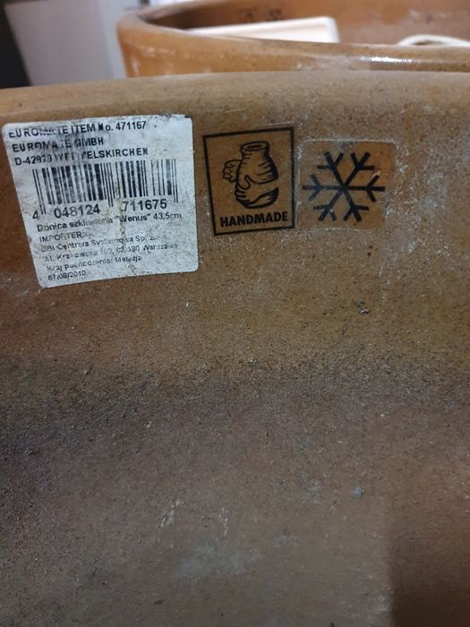 Duża donica Wenus ogrodowa szkliwiona czarna brązowa 43,5 średnica