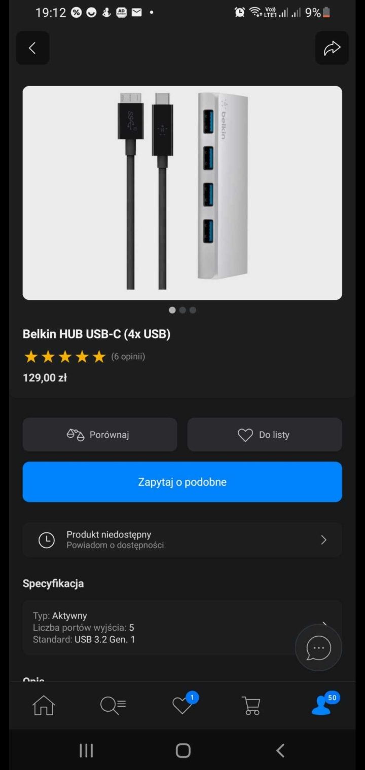 Hub USB-C Belkin P-F4U08800  HUB USB-C (4x USB)