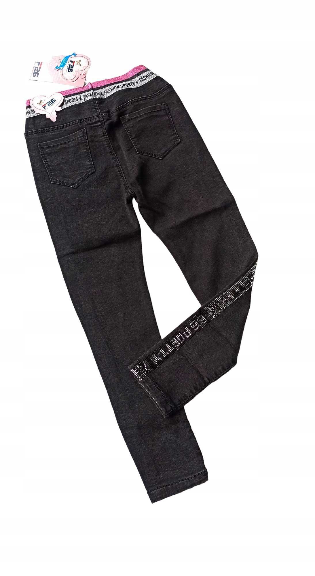 Spodnie jeans dla dziewczynki na gumce nowy 134-140