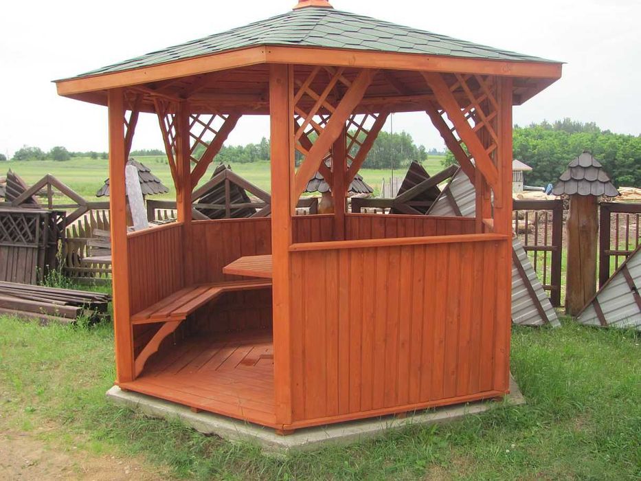 altany do ogrodu z drewna ,klasyczne, estetyczne, drewniane FI 340 cm