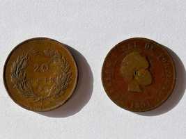 2 Moedas 20 REIS BRONZE 1891