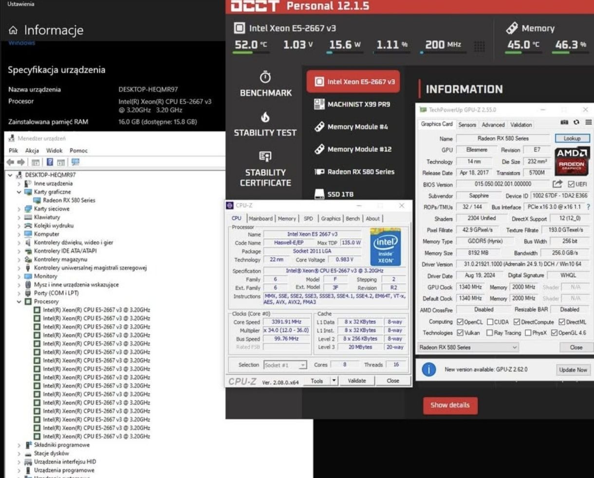 Komputer | Intel 8 rdzeni/Radeon RX 8GB/16GB DDR4/1TB SSD