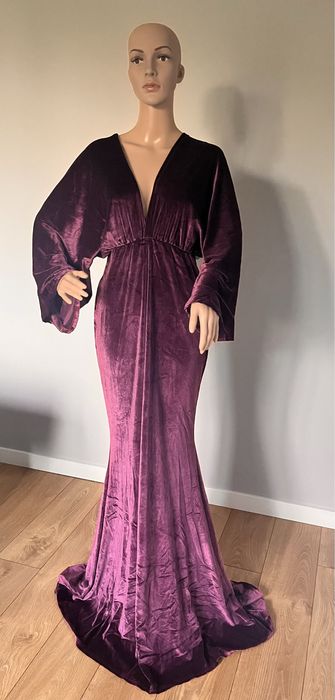 Suknia do sesji ciążowej welwetowa L fiolet