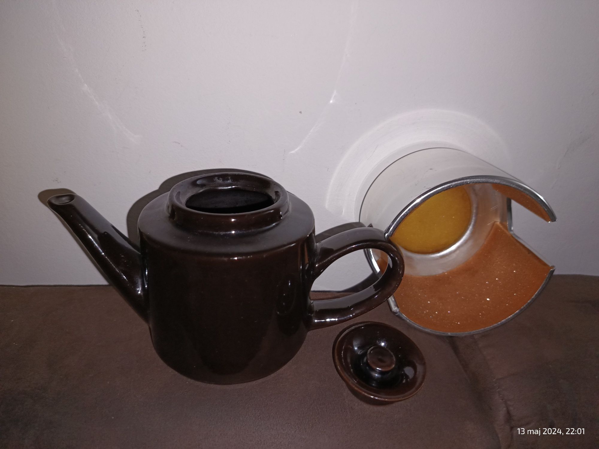 czajniczek do herbaty z osłoną termiczną lata 1950/60
