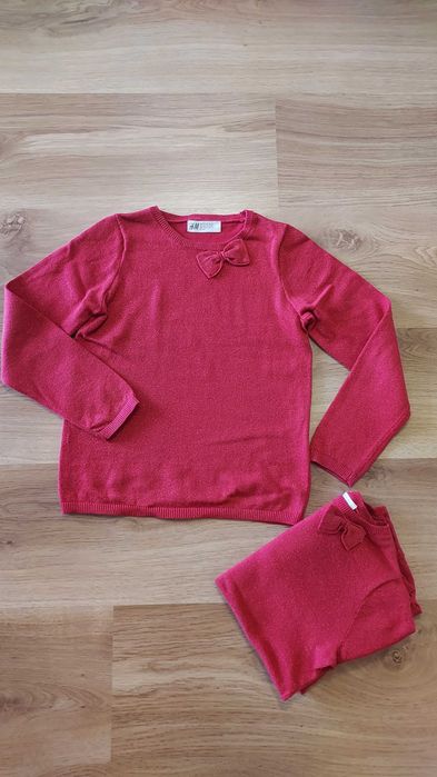 H&M jak nowe, swetry świąteczne dla bliźniaczek 122-128