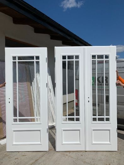 Drzwi drewniane wewnętrzne dwuskrzydłowe białe FRANCUSKIE KRIS