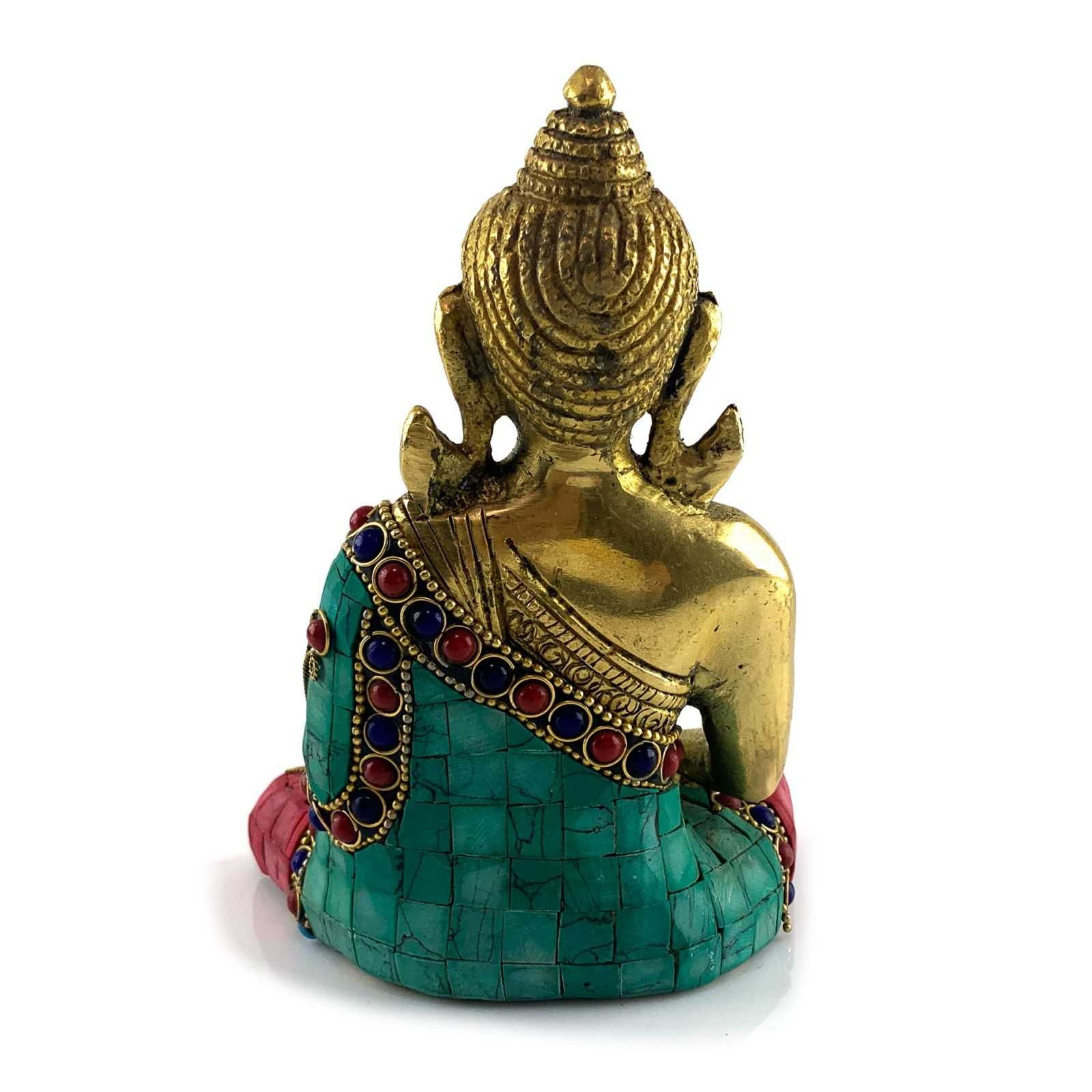 Будда бронзовий з бірюзою і коралами, статуетка.