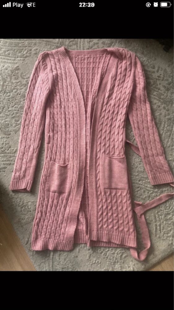Sweter cardigan warkocze