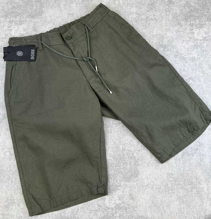 Шорти лляні BOSS Premium Green чоловічі з льону i65