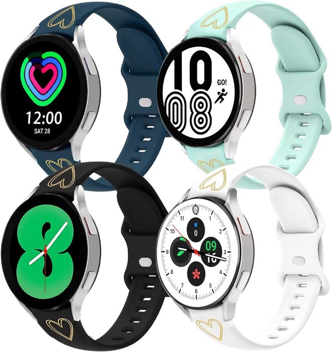 Pasek do Samsung Galaxy Watch 4 z wzorem serca niebieski