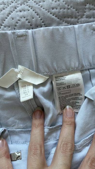 H&M XS/34 jasnoniebieskie spodnie len wiskoza