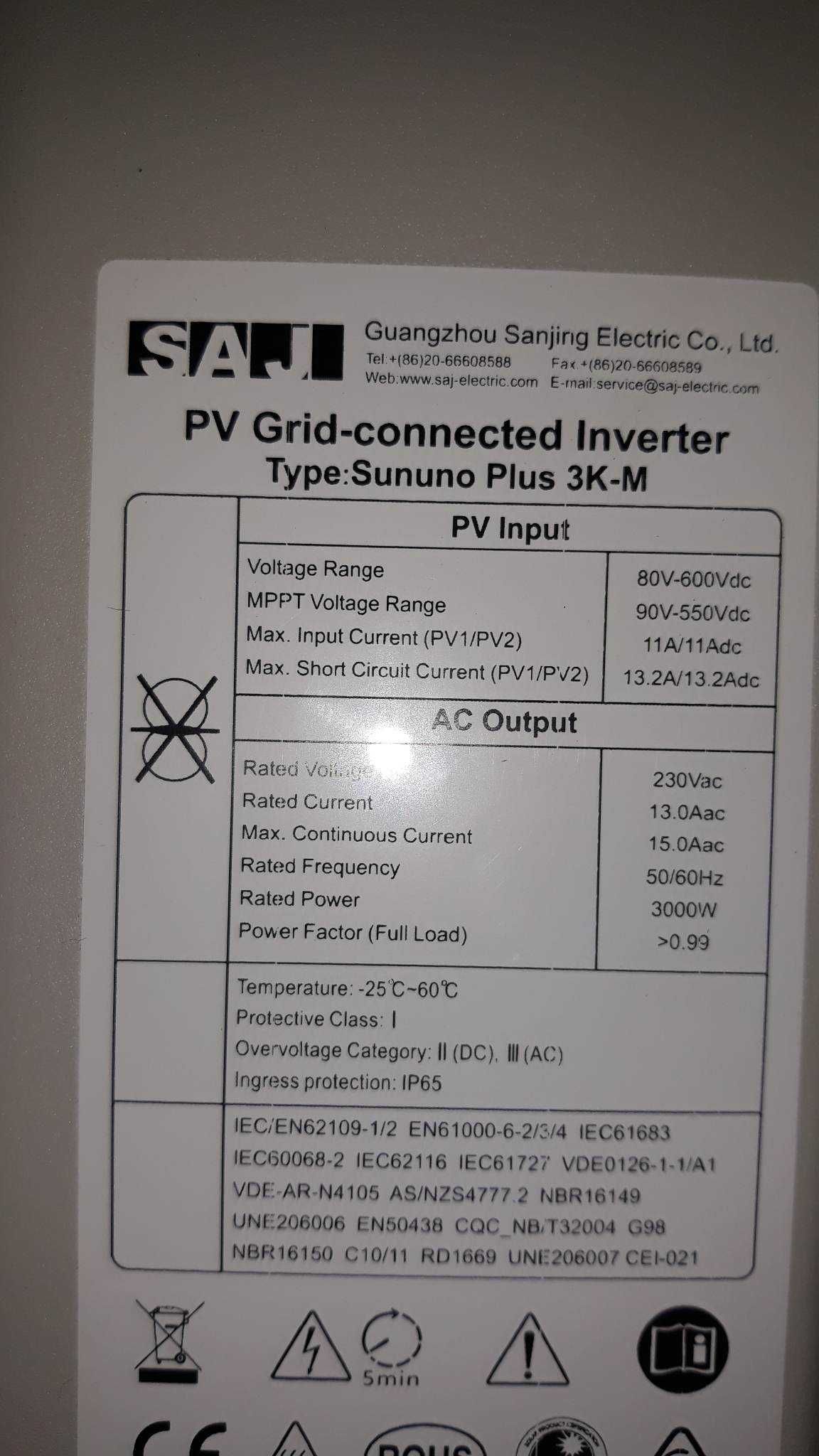 Inverter/Falownik Sununo Plus 3K-M