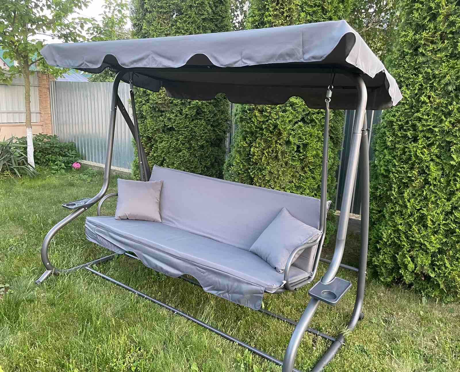 Качеля 4-х местная садовая раскладная диван гойдалка Poland до 250 кг