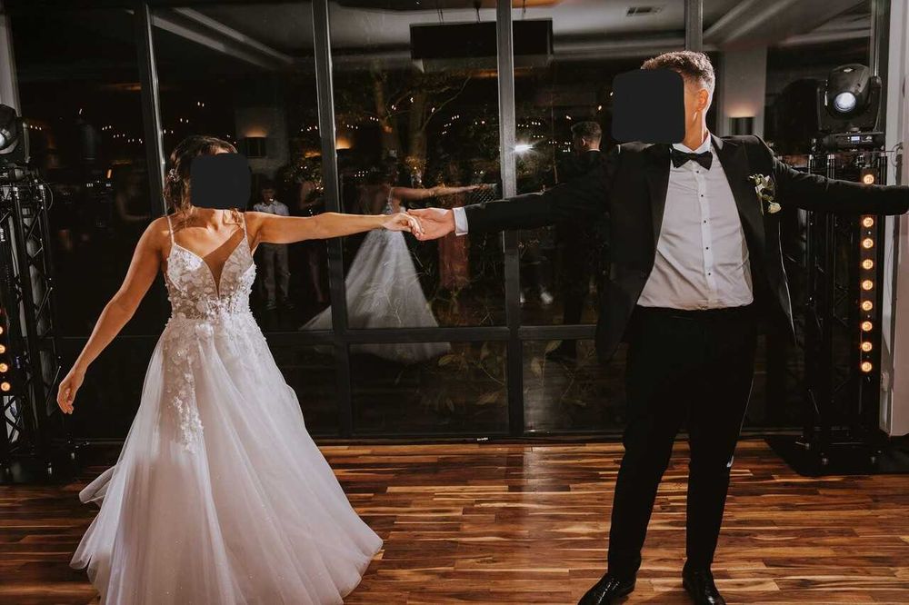 Suknia ślubna kwiaty 3d romantyczna dziewczęca