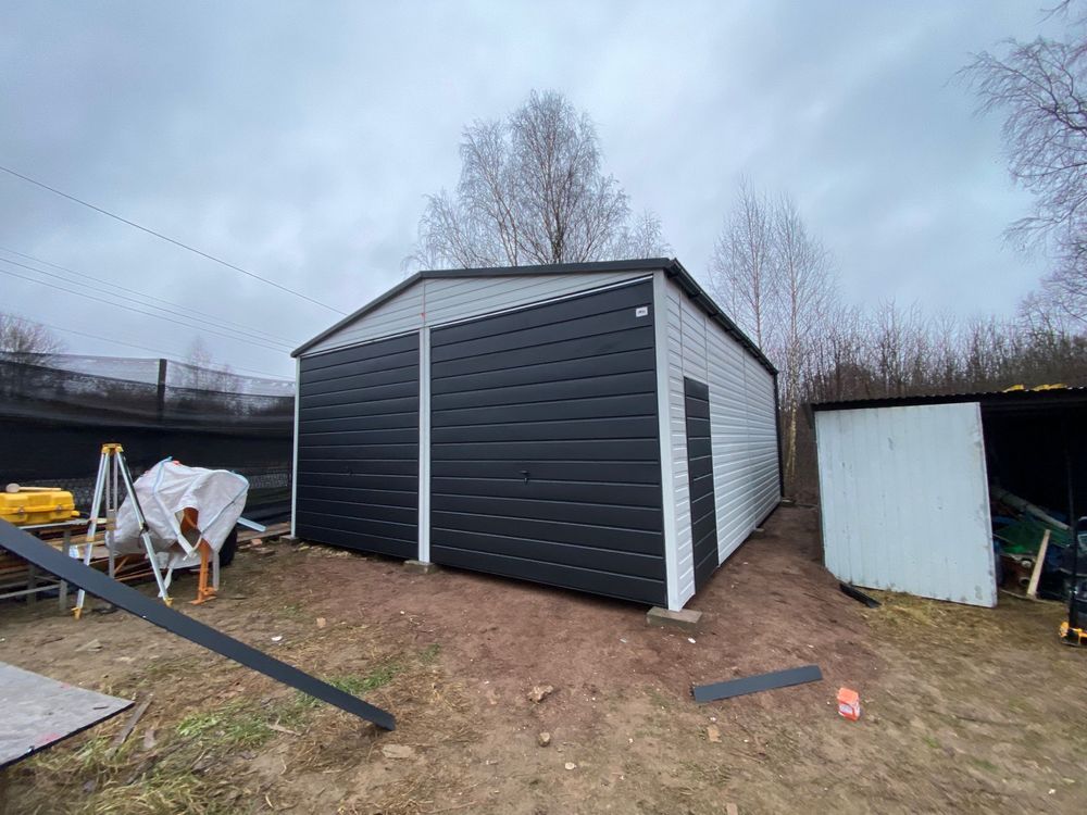 Duży garaż blaszany 6x8, światło wjazdu 260 cm. Profil zamknięty.