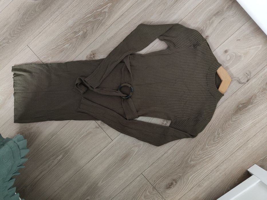 Sukienka khaki prążkowana new yorker 36 S