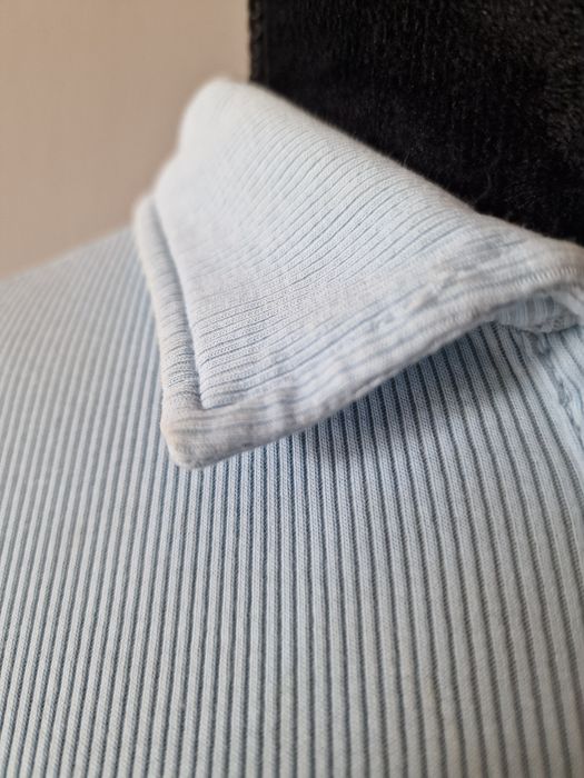 Tshirt polo błękitny crop top XXS Sinsay