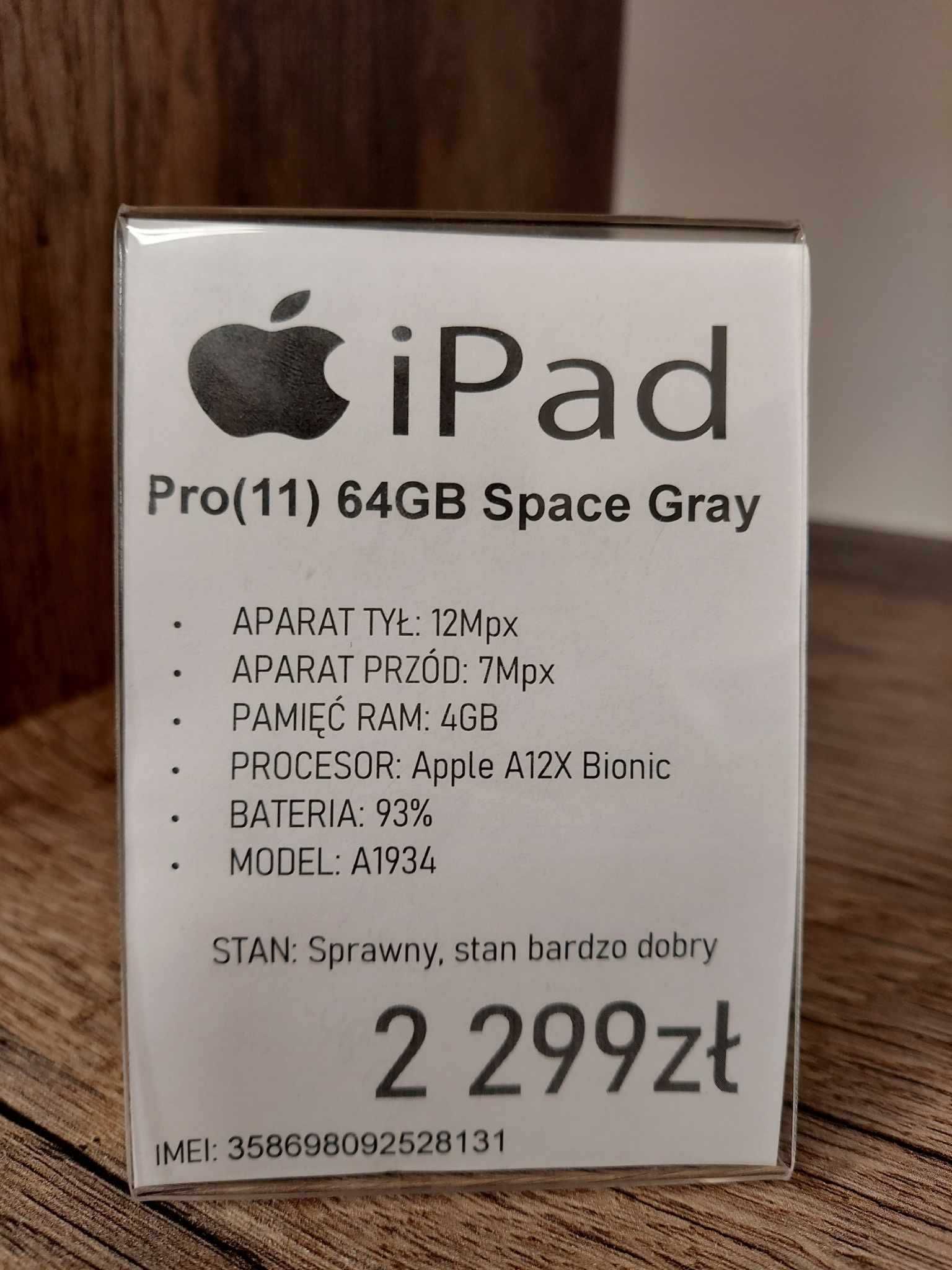 Tablet Apple Ipad Pro(11) 64GB Space Gray stan bardzo dobry gwarancja