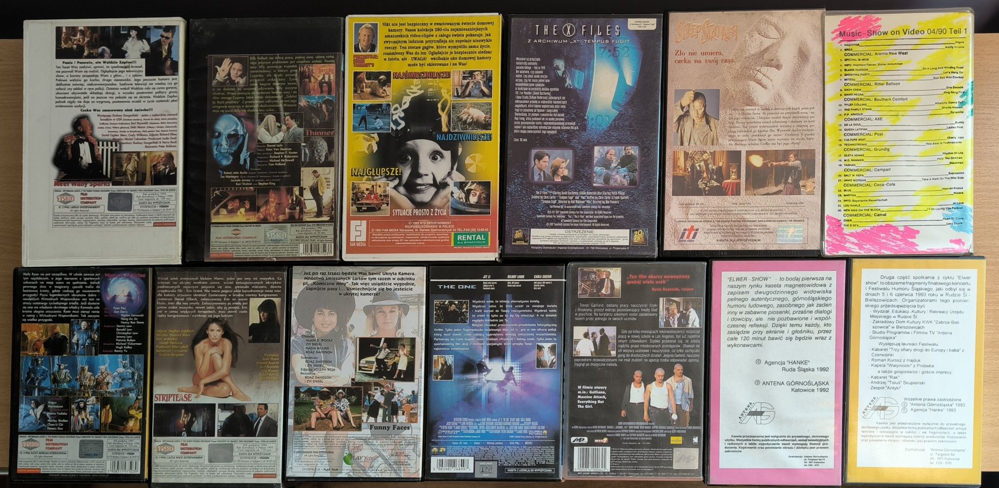 Zestaw kaset VHS !!! Muzyczne, horrory, komedie itp.