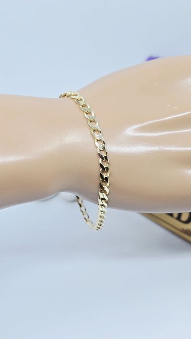 Złota bransoletka splot pancerka, pełna, męska próba 585 14k