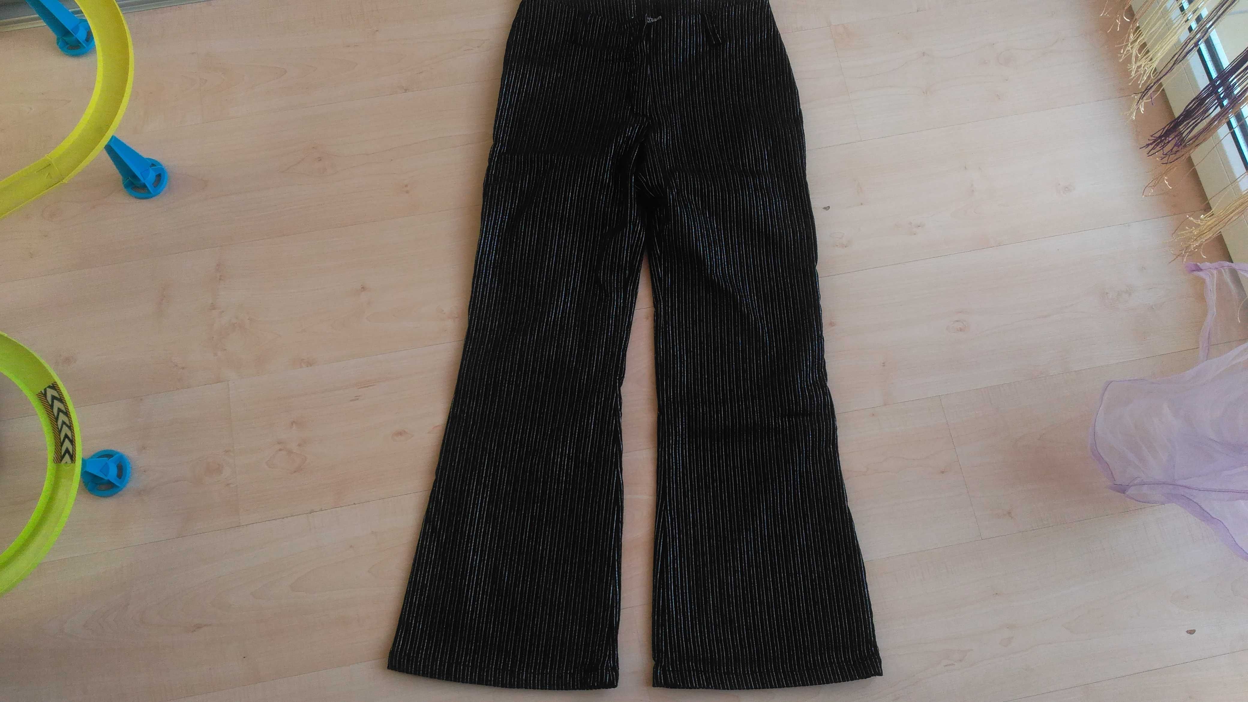 eleganckie spodnie czarno - srebrne rozmiar 40