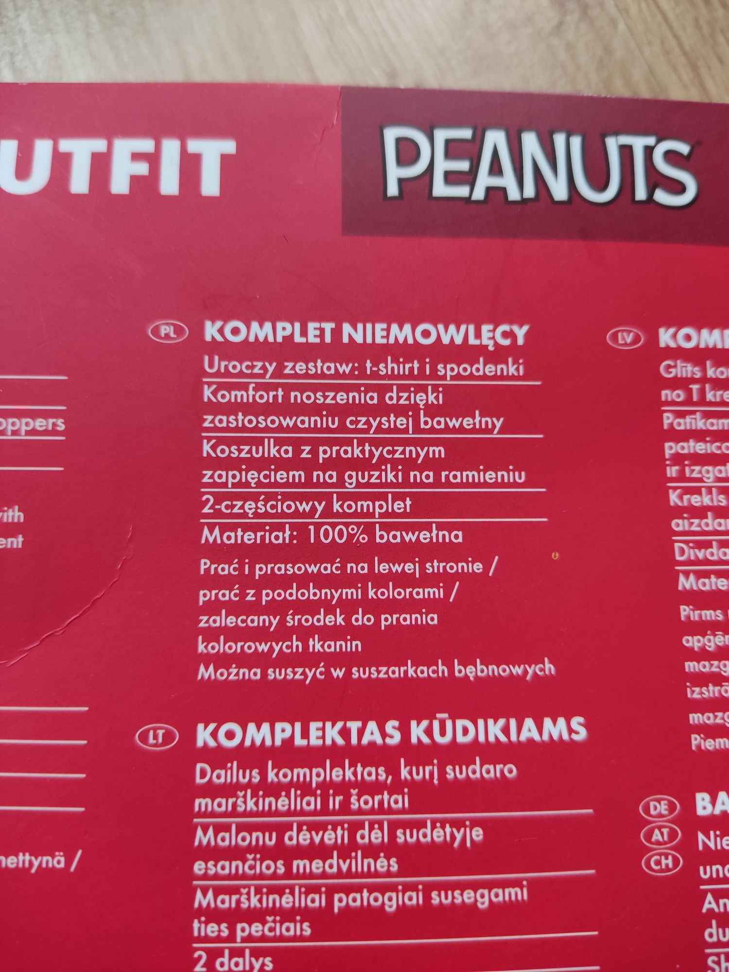 Nowy komplet niemowlęcy 50/56 peanuts bawełna