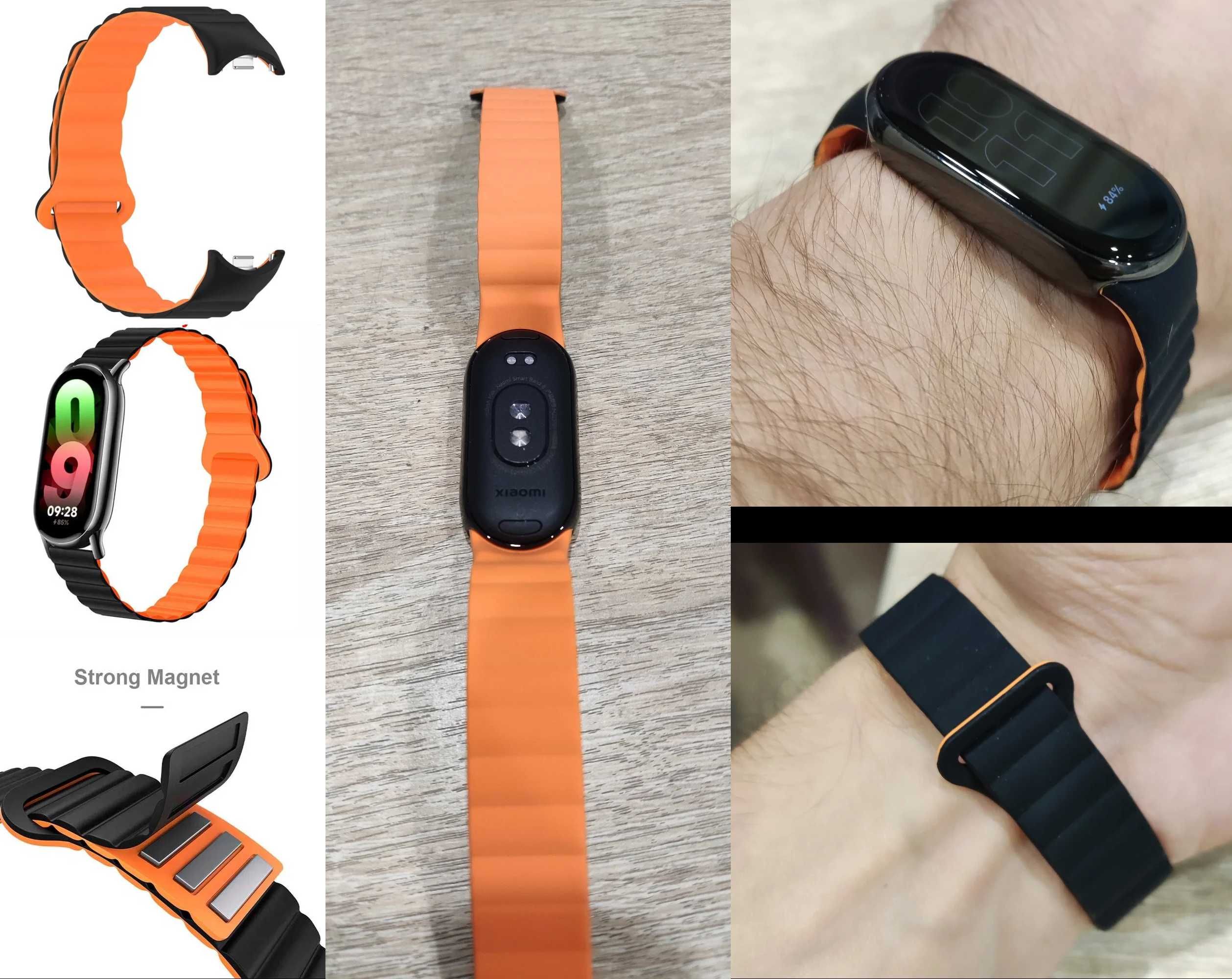 Магнитный силиконовый ремешок Xiaomi Mi Band 8 Темно-бордовый/черный