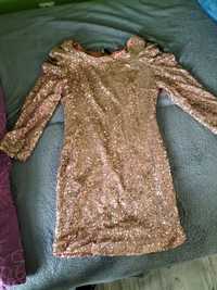 Sukienka rozmiar 38 błyszczącą złota