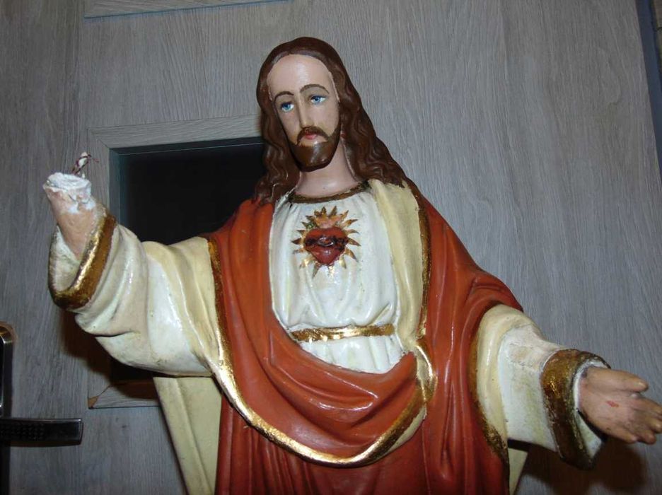 Przedwojenna figura gipsowa Pan Jezus,wys.68 cm.