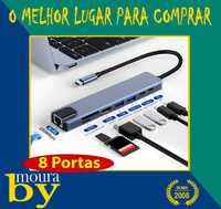 Hub 8 Em 1 Hub Usb C Tipo C Para Rj45 Lan Hdmi-Adaptador