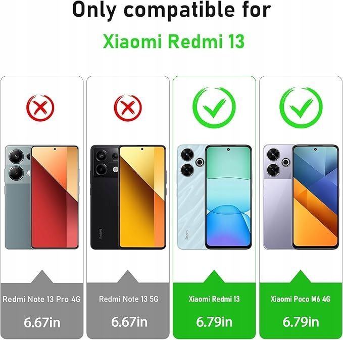 qasyfanc zestaw etui i szkiełek do xiaomi redmi 13/poco m6 ochrona