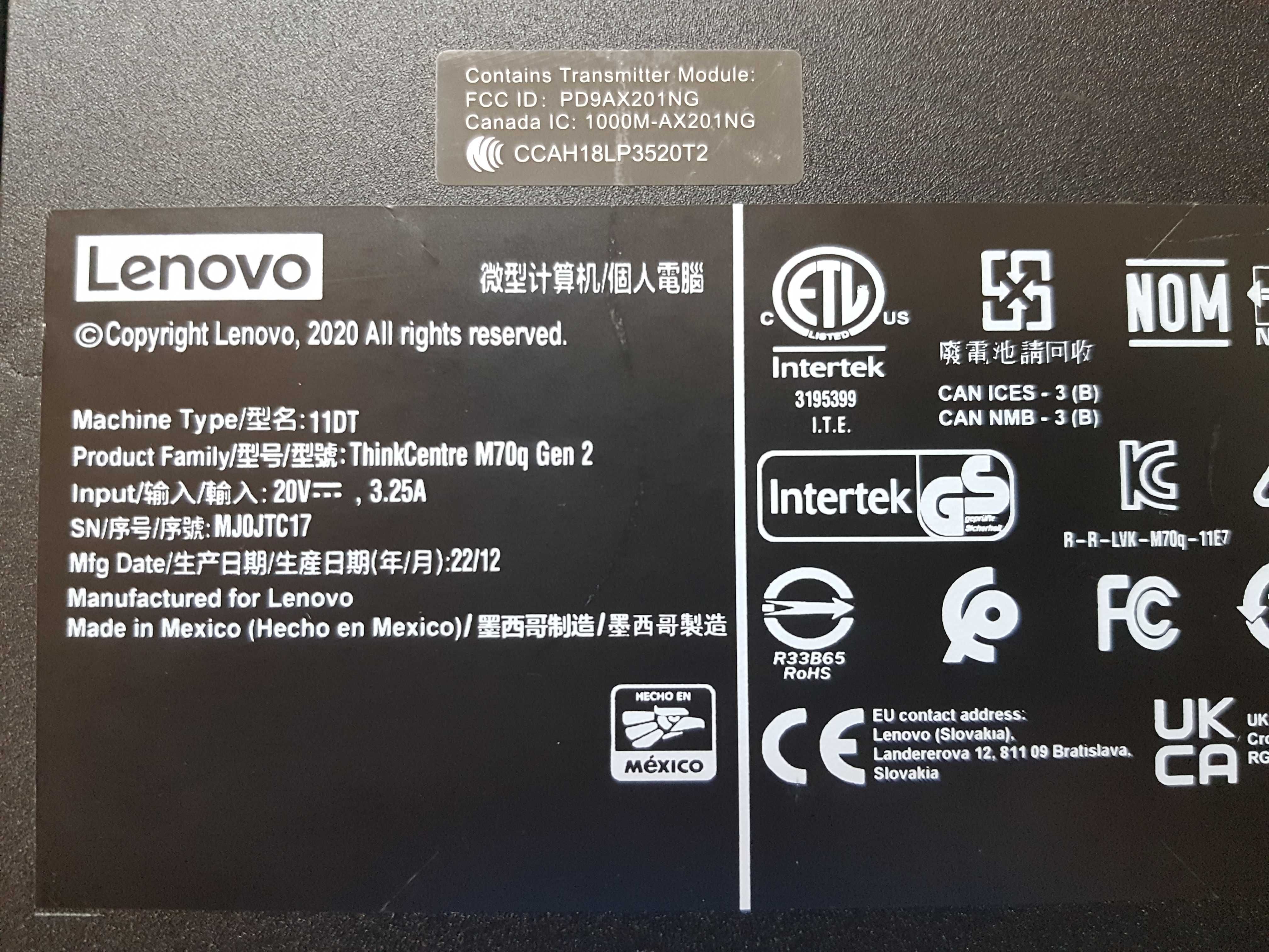 Мини ПК Lenovo M70Q Core I5 10400T 8GB 256GB ГАРАНТИЯ