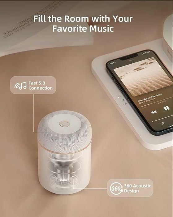 EZVALO Stacja ładująca 3 w 1, ładowarka, lampka LED, głośnik Bluetooth