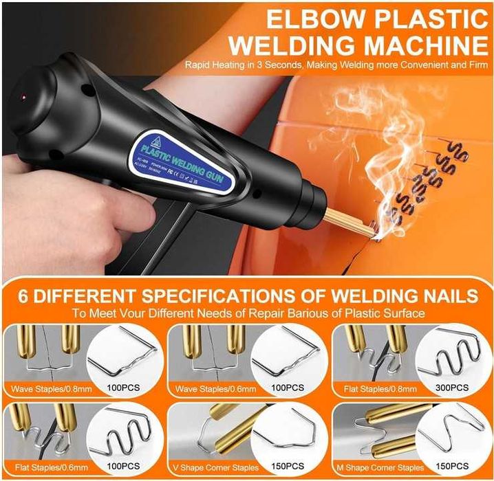 Pistola Soldar plastico 80W c/ Mala e 900 Grampos