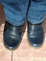 Женские ботинки, 38 р., тёмн-синие, натуральная кожа, зима-осень, б/у