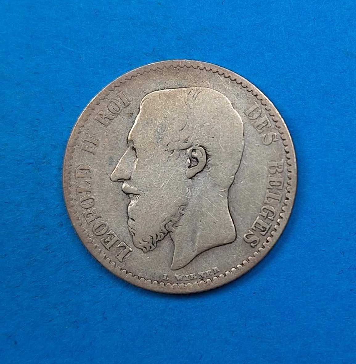 Belgia 1 frank rok 1886 FR, król Leopold II, srebro 0,835