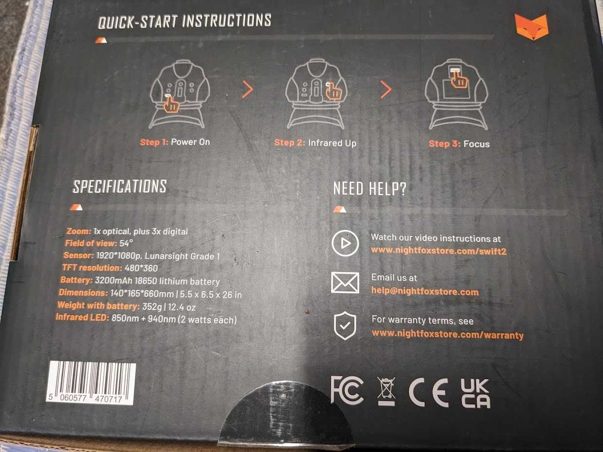 Nightfox Swift 2 Gogle noktowizyjne 1080P zoom mocowanie na hełm