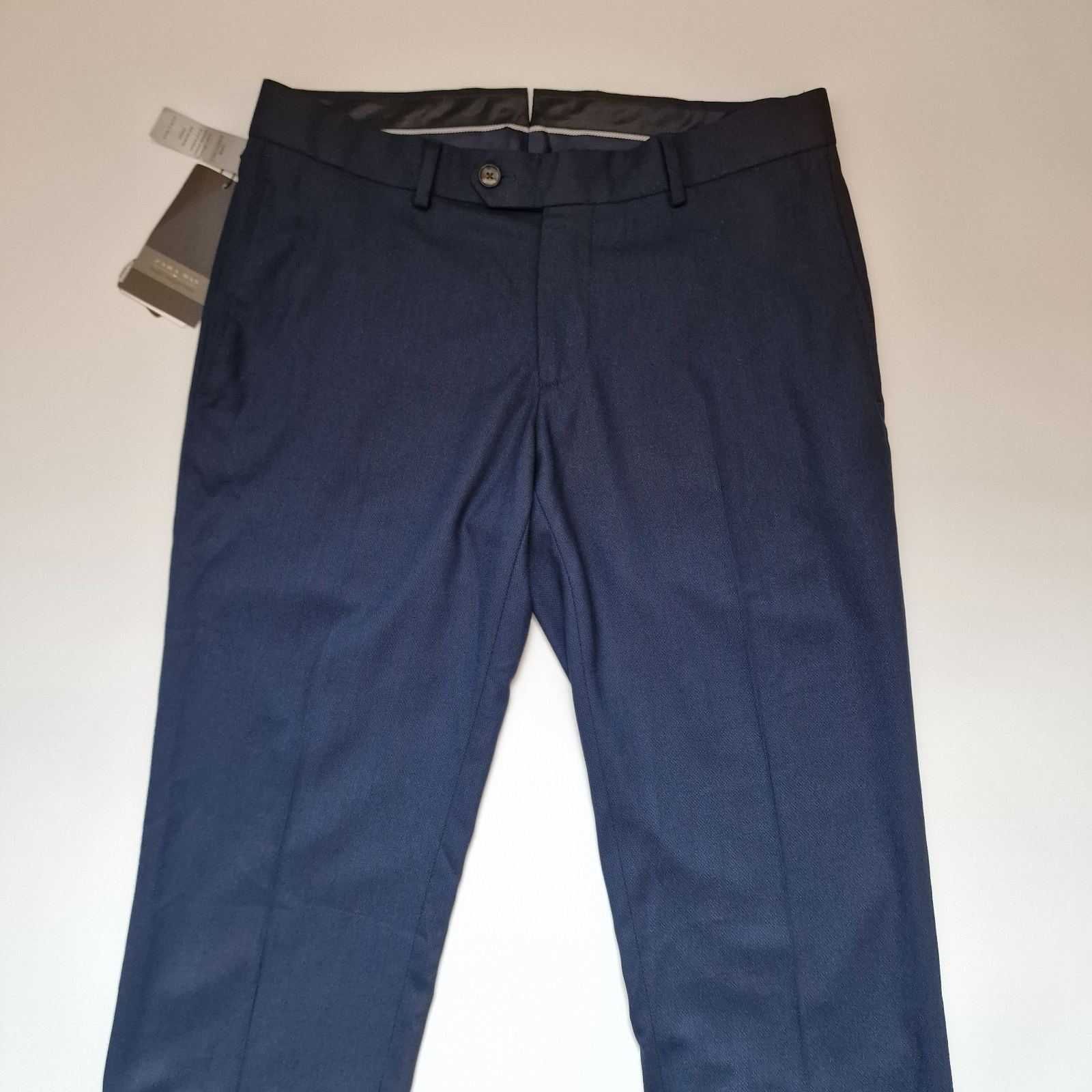 Чоловічі штани чиноси з підкатами zara темно-сині р. 44-46