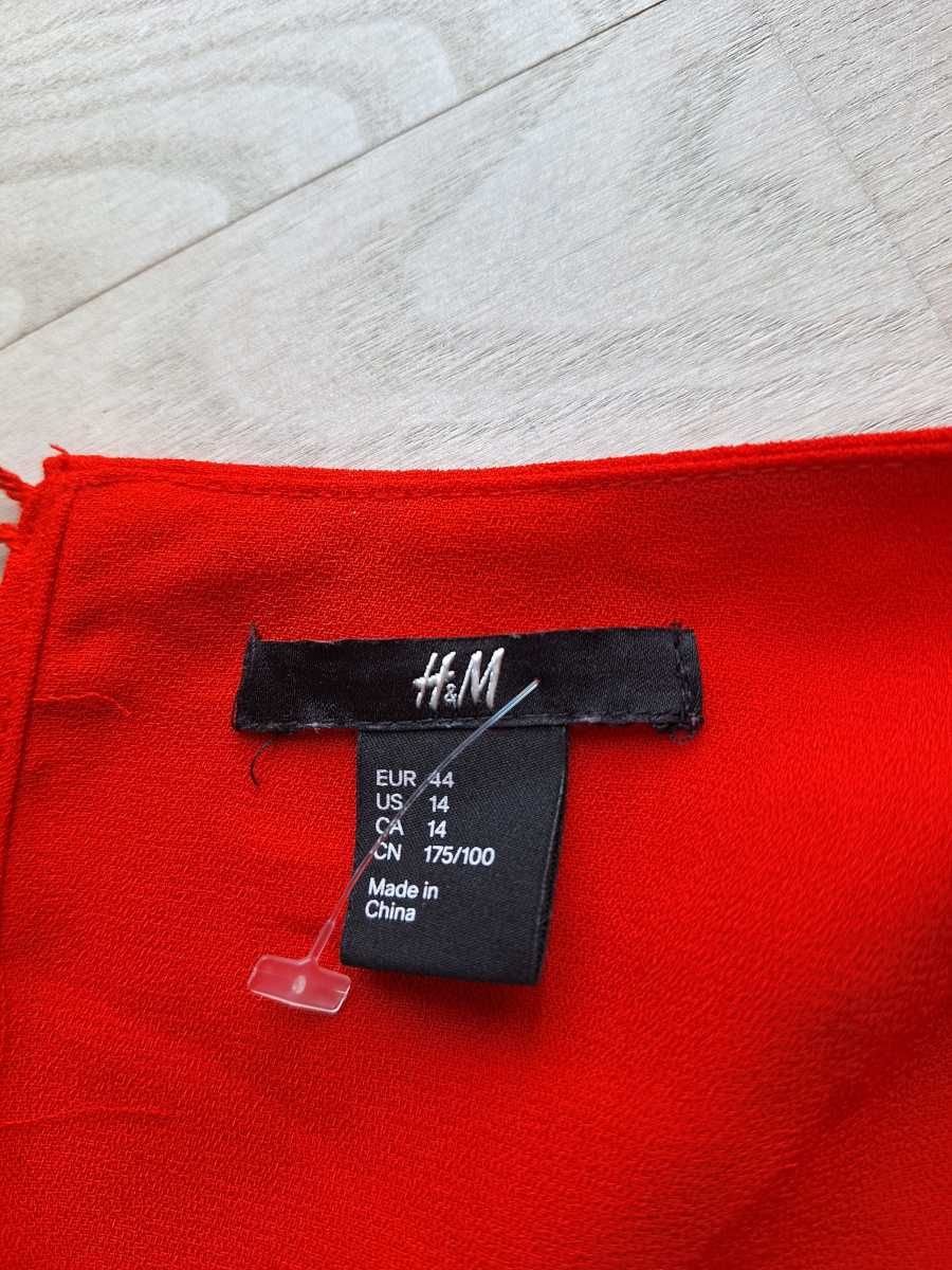 Czerwona elegancka sukienka H&M 44 na okazje komunie randkę zwiewna