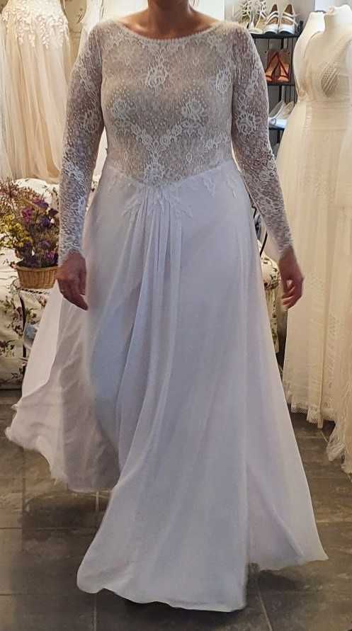 Suknia ślubna plus size (r. 48) dla wysokiej kobiety