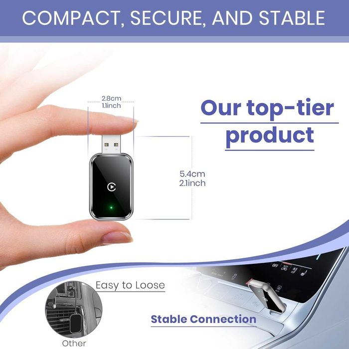 AIZEO CarPlay bezprzewodowy adapter iOS Android Apple Bluetooth WiFi